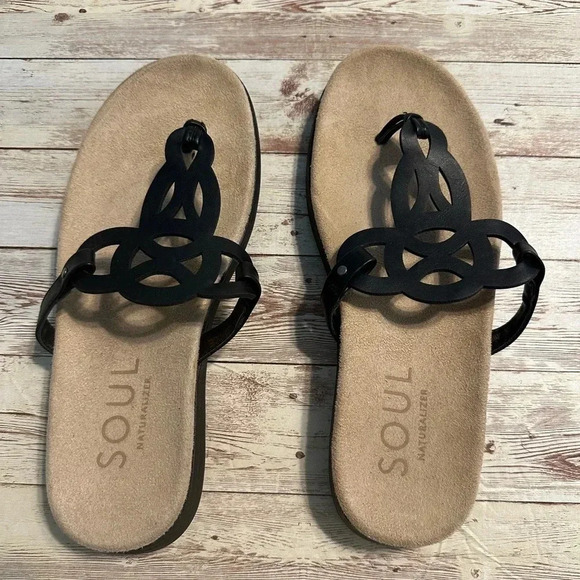 SOUL Naturalizer Women's Janice  Black Cutout Sandal Size 7M Summer - Picture 1 of 9